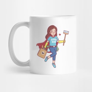 Super Mom With Cleaning Supplies And Groceries Mug